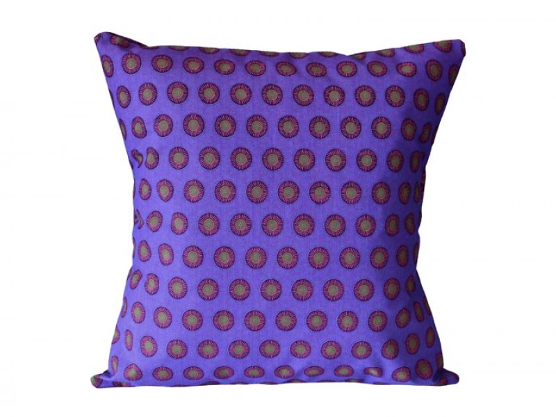 Shweshwe Print cushion cover - Blue with pink rings Shweshwe Print cushion cover - Blue with pink rings